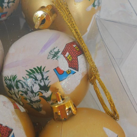 Christmas Ornaments Gold Ball Painted Tree Church Winter 17 Tree Shaped Package - Picture 7 of 8